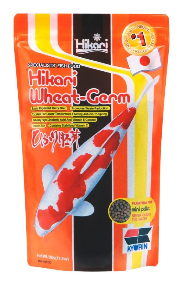 Hikari USA Wheat-Germ Floating Pellet Fish Food for Koi, Goldfish and Other Pond Fishes 1ea 17.6 oz, Mini For Sale