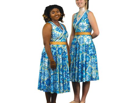 Blue Gem Pattern Dress on Sale