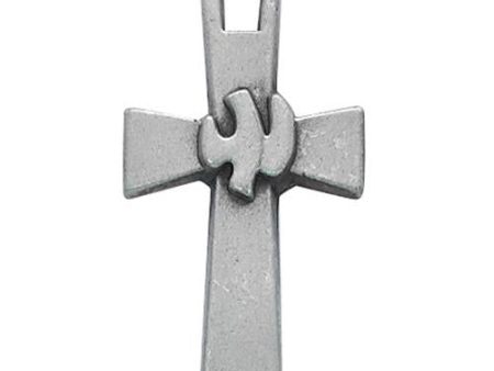 Pewter Holy Spirit Cross With 18  Chain and Carded (Style: D9153) Sale