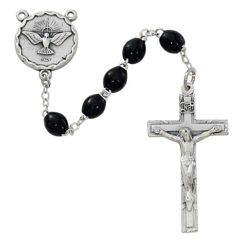 Oval Black Holy Spirit Rosary (Style: R264SF) Discount