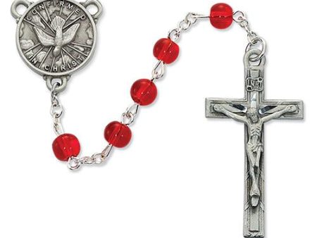 6mm Red Glass Holy Spirit Rosary (Style: R440DF) For Discount