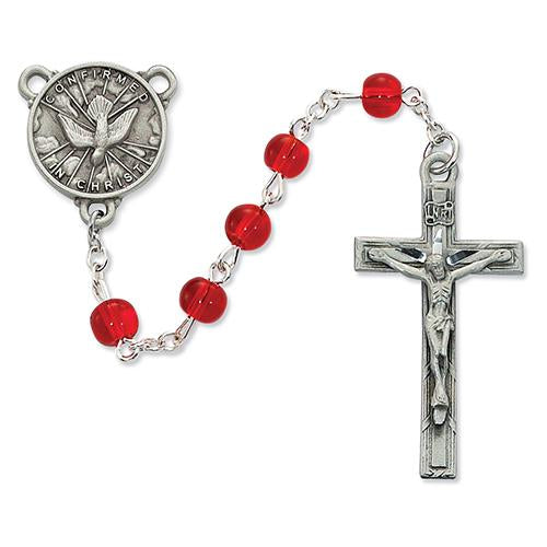 6mm Red Glass Holy Spirit Rosary (Style: R440DF) For Discount