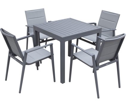 Modern Muse Aluminum Patio Dining Table and Chair 5 pcs Set Fashion