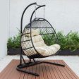 Double-Seat Folding Hanging Swing Chair with Stand w Beige Cushion Hot on Sale