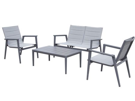 Modern Muse Aluminum Modern Coffee table and chair 4 pcs Set Cheap